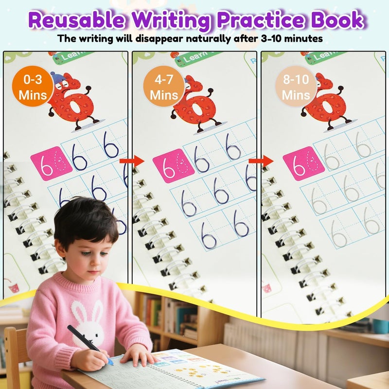 Elover Magic Grooved Writing Practice for Kid-Grooved Handwriting Practice for Kid 5-7 8-10- Magic Copybooks for KidsAges 3-5 Toys for Ages 5-7 Preschool Learning Activities Christmas Gifts (5 Book) - Image 5